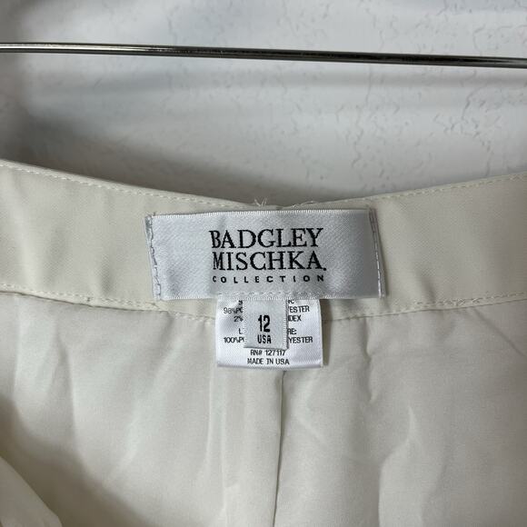 Badgley Mischka Ivory Trousers fully Lined Size 12 Made in USA fully lined - Picture 7 of 8